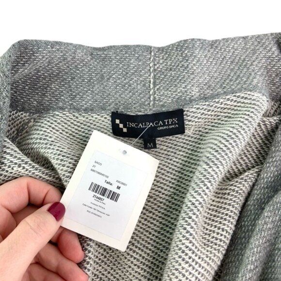 NWT Incalpaca TPX Grey Open Front Cardigan Sweater - Picture 3 of 4